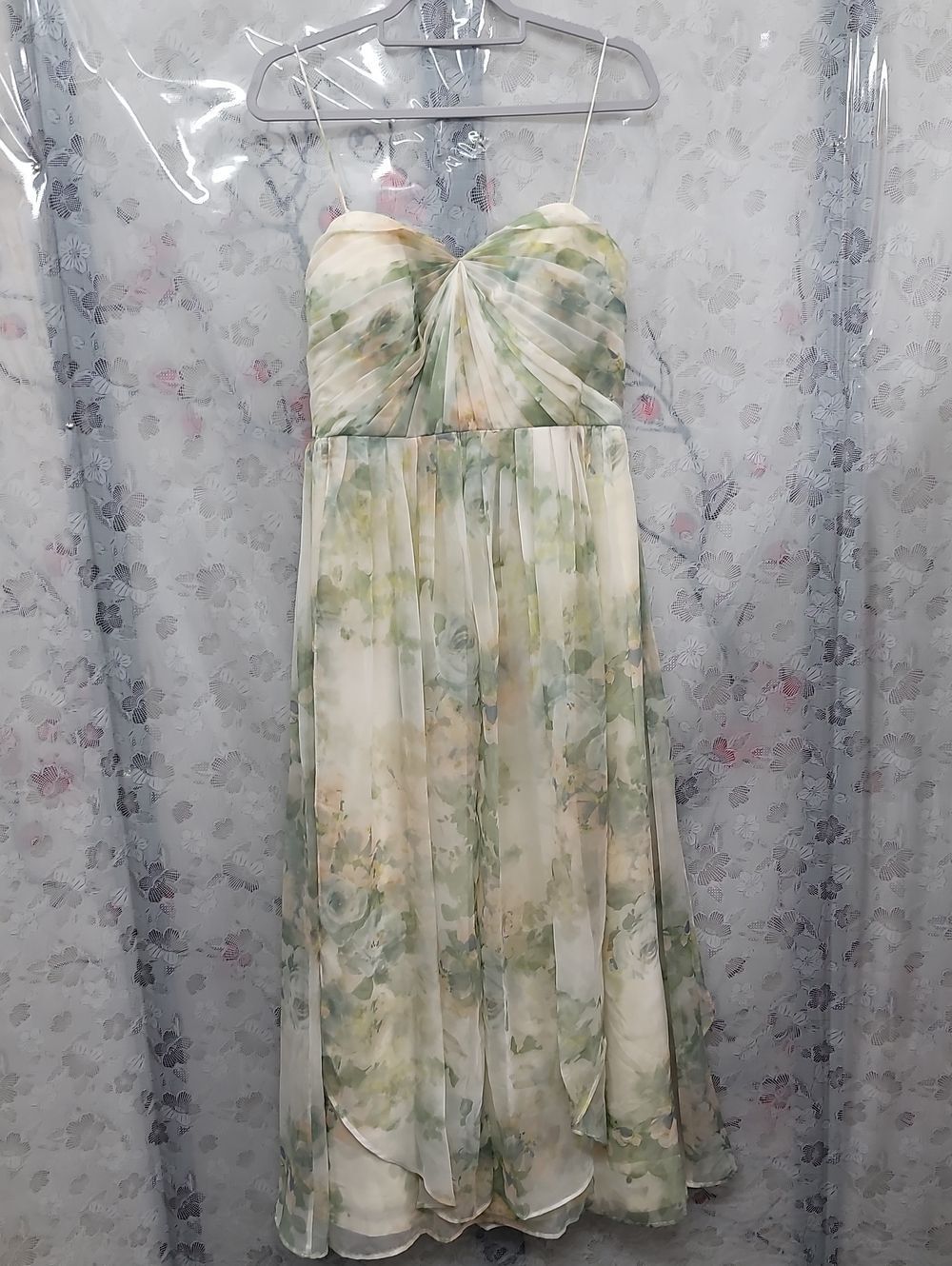 Jenny Yoo Collection Strapless Watercolor Floral Chiffon Dress Size 12